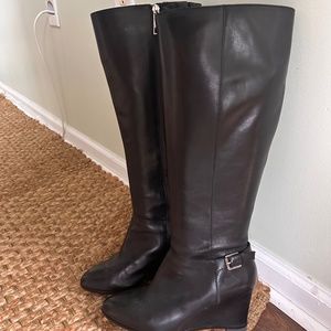 Ralph Lauren Tia Knee-High Wedge Boots - Black 8.5B - LIKE NEW!